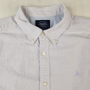 Charles Tyrwhitt Classic Fit Mens XL White Purple Stripe Long-Sleeve Dress Shirt